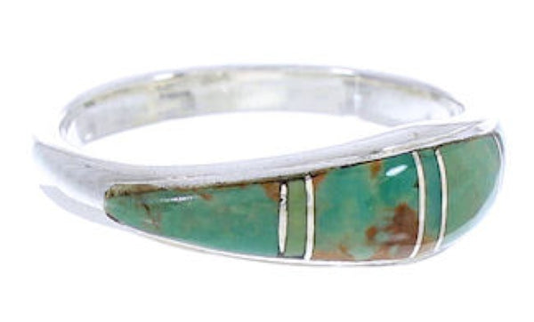 Turquoise Inlay Silver Jewelry Ring Size 4-3/4 MW74144